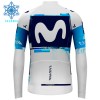 Wielershirt 2025 Movistar Team Lange Mouw Winter Thermal Fleece Blauw